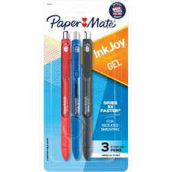 Paper Mate® InkJoy&trade; Retractable Gel Pens, Medium Point, 0.7 mm, Assorted Barrels, Assorted Ink Colors, Pack Of 3