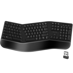 Delton KB200 Ergonomic Wrist Rest Wireless Keyboard With USB Dongle, Black