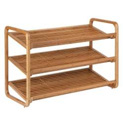 Honey Can Do Sho 01599 3 Tier Deluxe Bamboo Shoe Storage Rack Natural 24 X Shoes 3 Tiers 20 Height X 13 Width30 Length Bamboo Office Depot