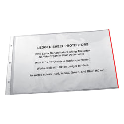 Photo 1 of Stride Easy-Fit Color Bar Sheet Protectors, 11" x 17", Assorted Colors, Pack Of 60