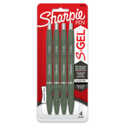 Sharpie S-Gel Fashion Barrel Gel Pens, Medium Point, 0.7 mm, Green Barrels, Black Ink, Pack Of 4 Pens