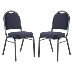 National Public Seating 9200 Series: Dome-Back Premium Fabric Upholstered Banquet Stack Chair, Midnight Blue Seat/Black Sandtex Frame, Set Of 2