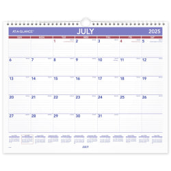 AT-A-GLANCE® Academic 2025-2026 Monthly Wall Calendar, Medium, 15&quot; x 12&quot;