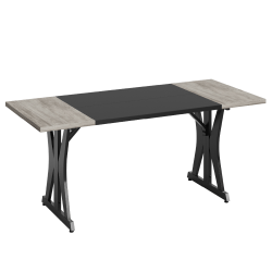 Bestier 71&quot;W Computer Desk With X-Shaped Metal Legs, Wash Gray