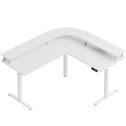 Bestier 63&quot; Electric Adjustable-Height L-Shaped Standing Desk, White