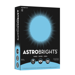 Astrobrights® Color Multi-Use Printer &amp; Copy Paper, 1 Ream, Lunar Blue, Letter (8.5" x 11"), 500 Sheets Per Ream, 24 Lb, 94 Brightness