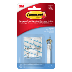Command&trade; Clear Medium Wire Toggle Hook, 2 lb, Transparent, 2 Hooks, 3 Strips/Pack