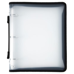JAM PAPER 3 Ring Plastic Zipper Binder, 1.5 inch, Clear, Sold Individually
