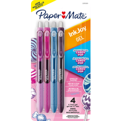 Paper Mate InkJoy Gel Pens, Medium Point, 0.7 mm, Assorted Candy Pop Colors, Pack Of 4 Pens