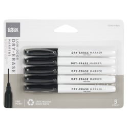 Office Depot Brand Low Odor Pen Style Dry Erase Markers Fine Point 100percent Recycled Black Ink Pack Of 5 Office Depot