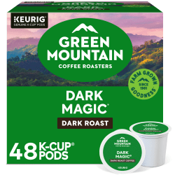 Green Mountain Coffee® Dark Magic Extra-Bold Coffee K-Cup® Pods, Dark Roast, Classic, Box Of 48 Pods