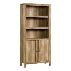 Sauder Dakota Pass 5 Shelf Library Bookcase With Doors Craftsman Oak Office Depot