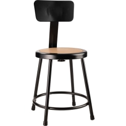 National Public Seating Hardboard Stool With Back, 18&quot;H, Black