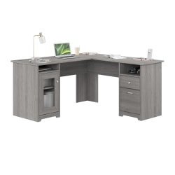 Bush Home Cabot 60W L Shaped Computer Desk with Storage, Modern Gray, Standard Delivery