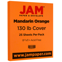 JAM Paper® Card Stock, Orange, Letter (8.5&quot; x 11&quot;), 130 Lb, Pack Of 25