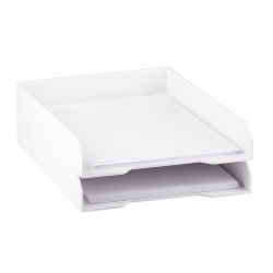 JAM Paper® Stackable Paper Trays, 2&quot;H x 9-3/4&quot;W x 12-1/2&quot;D, White, Pack Of 2 Trays