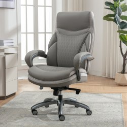 Shaquille O'Neal&trade; Maximos Big &amp; Tall Ergonomic Vegan Leather High-Back Executive Office Chair, Gray/Silver, BIFMA Compliant