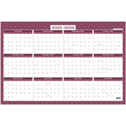 AT-A-GLANCE® BADGE Reversible Erasable Academic and Regular Year 2025-2026 Wall Calendar, Geo, Extra Large, 24&quot; x 36&quot;