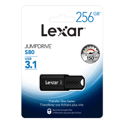 Lexar® JumpDrive® S80 USB 3.1 Flash Drive, 256GB, Black, LJDS80-256BNBNU