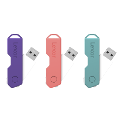 Lexar® JumpDrive® TwistTurn2 USB 2.0 Flash Drive, 64GB, Assorted Colors, LJDTT2-64GABOD20