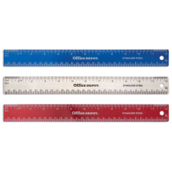 Office Depot Brand Stainless Steel Ruler 12 Assorted Colors No Color Choice Office Depot