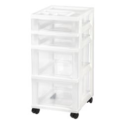 IRIS Rolling Plastic Storage Cart 4 Drawers 26 716 H x 12 116 W x 14 14 ...