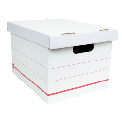 Office Depot® Brand Standard-Duty Corrugated Storage Boxes, Letter/Legal Size, 15&quot; x 12&quot; x 10&quot;,  60% Recycled, White/Red, Pack Of 15