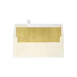 LUX #10 Foil-Lined Square-Flap Envelopes, Peel &amp; Press Closure, Natural/Gold, Pack Of 1,000
