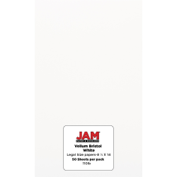 JAM Paper® Vellum Bristol Card Stock, White, Legal (8.5&quot; x 14&quot;), 110 Lb, Pack Of 50