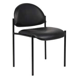 Boss Office Products Padded Stacking Chair, Caressoft&trade; Vinyl, Black