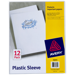 Avery Plastic Sleeves Letter 8 12 X 11 Sheet Size 100 Sheet Capacity Polypropylene Clear 12 Pack Office Depot