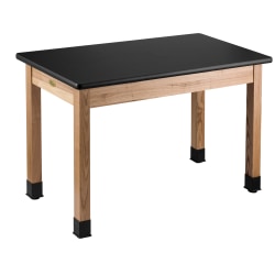 National Public Seating NPS® Wood Science Lab Table, 30&quot; x 60&quot; x 24&quot;, Black/Ash