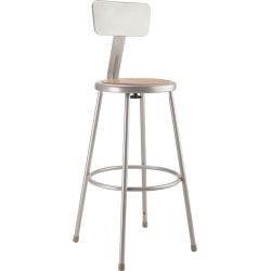 National Public Seating Hardboard Stool With Back, 30&quot;H, Gray