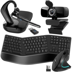 Delton 90X Workstation Bundle with Bluetooth Headset, 1080p Webcam, Wireless Keyboard and Mouse, Black, DBNDWLS90X