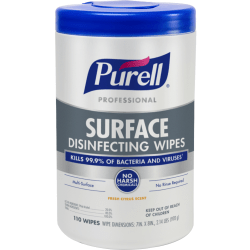 Purell® Professional Surface Disinfecting Wipes, 7&quot; x 8&quot;, 110 Wipes Per Canister