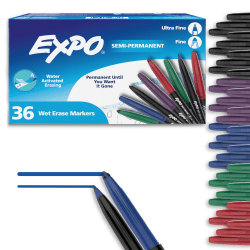 Expo Wet-Erase Markers - Fine / Ultra Fine Marker Point - Assorted Ink - 36 / Box