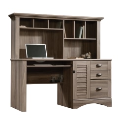 Sauder Harbor View Collection Computer Desk With Hutch Salt Oak Office Depot