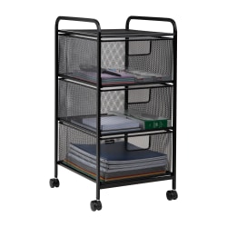 Mind Reader Multi-Purpose Rolling Storage Cart with Removable Drawers, 25" H x 13-1/4" W x 12-3/4" L, Black