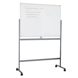 Mind Reader 9-to-5 Collection, Magnetic Double-Sided Dry-Erase White Board with Base and Wheels, Overall 49.5 x 73.5, White
