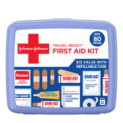 Johnson Johnson Travel Ready Portable Emergency First Aid Kit 80