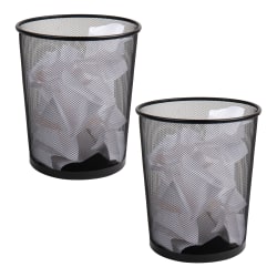 Mind Reader Metal Mesh Trash Cans, 4.4 Gallon, 13-3/4"H x 11-1/2"W x 11-1/2"D, Black, Pack Of 2 Cans