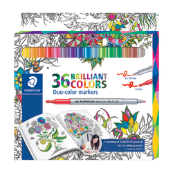 Staedtler® Duo-Ended Markers, Fiber Tip, 1.0 mm/3.0 mm, Assorted Colors, Pack Of 36