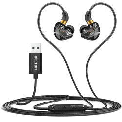 Delton 31E Ergonomic USB Computer Earbuds, Black, DWH31EBK
