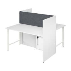 Bush Business Furniture Hustle 60-inch 2 Person Office Cubicles with Locking Storage and Large Tackboards, White, Standard Delivers