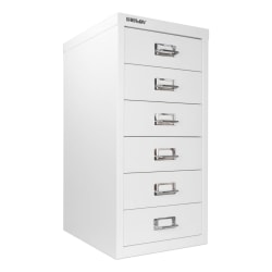 Bisley 15 D Vertical 6 Drawer Under Desk Storage Cabinet Metal White Office Depot