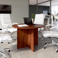 Bush Business Furniture 42-inch Round Conference Table with Wood Base, Hansen Cherry, Standard Delivery