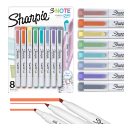 Sharpie® S-Note Duo Dual-Tipped Creative Markers, Bullet/Chisel Point, Assorted Colors, Pack Of 8 Markers