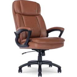 Serta® Big And Tall Ergonomic Bonded Leather High-Back Office Chair, Cognac/Black