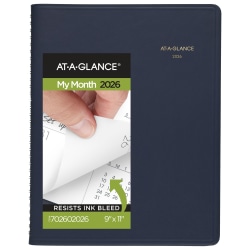 AT-A-GLANCE® 2026 15-Month Monthly Planner, Navy, Large, 9&quot; x 11&quot;