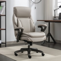 Serta® SmartLayers&trade; Everett Big &amp; Tall Ergonomic Vegan Leather High-Back Executive Office Chair, Taupe/Dark Gray, BIFMA Compliant